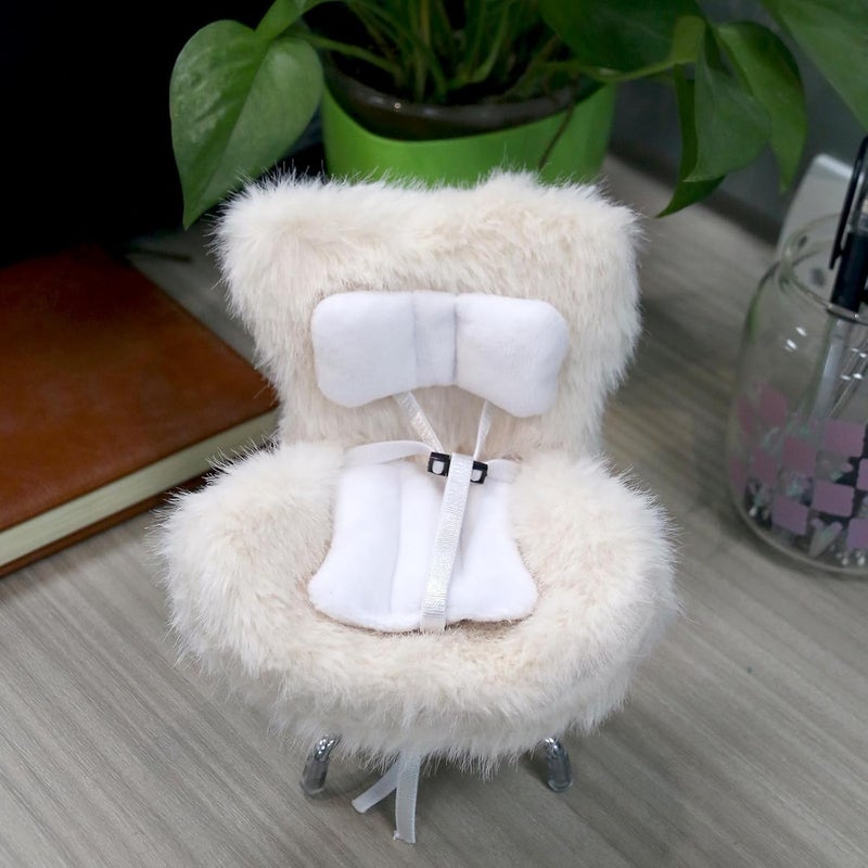 Walant Doll Car Seat Compatible with Labubu, Chair for 10-17cm Dolls - Adjustable Safety Strap, Air Vent Clip & Desktop Stand, Soft Cushion, Cute Car Ornament Gift for Collectors & Fans (Beige) - Image 2